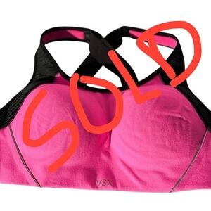 Victoria's Secret Sport Bra 34B Pink‎ Black Crisscross Back Medium Support NWOT